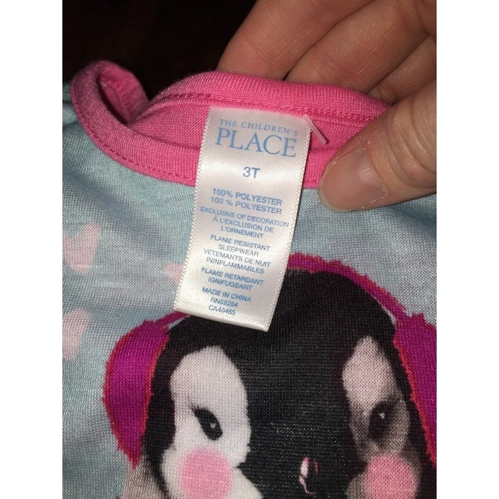 NWT Children's Place Girls 2 Piece Pajamas, Blue Pink Size 3T (AH)